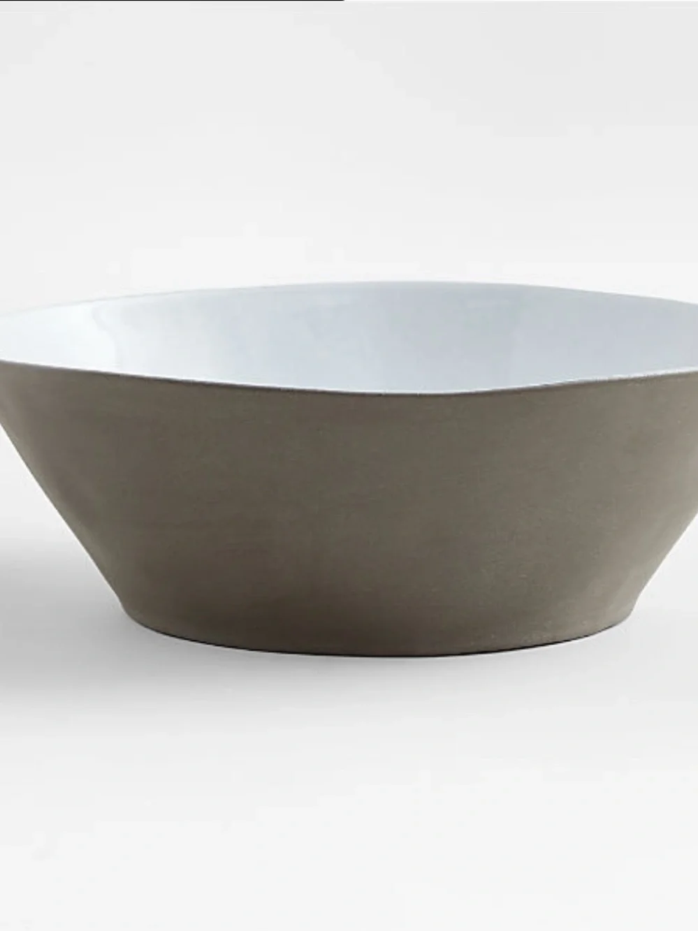 New! Crate&Barrel White 2-Tone Ceramic Serving Bowl